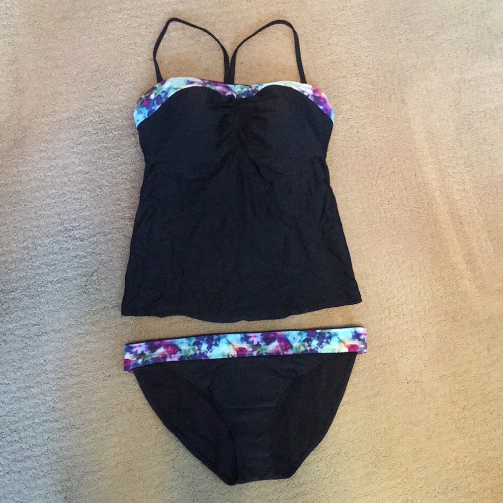 Athleta strapless tankini - Black, 36D/DD, Large